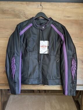Milwaukee Leather Scooter Jacket Women XL Black Embroidered Studded Full Zip NWT